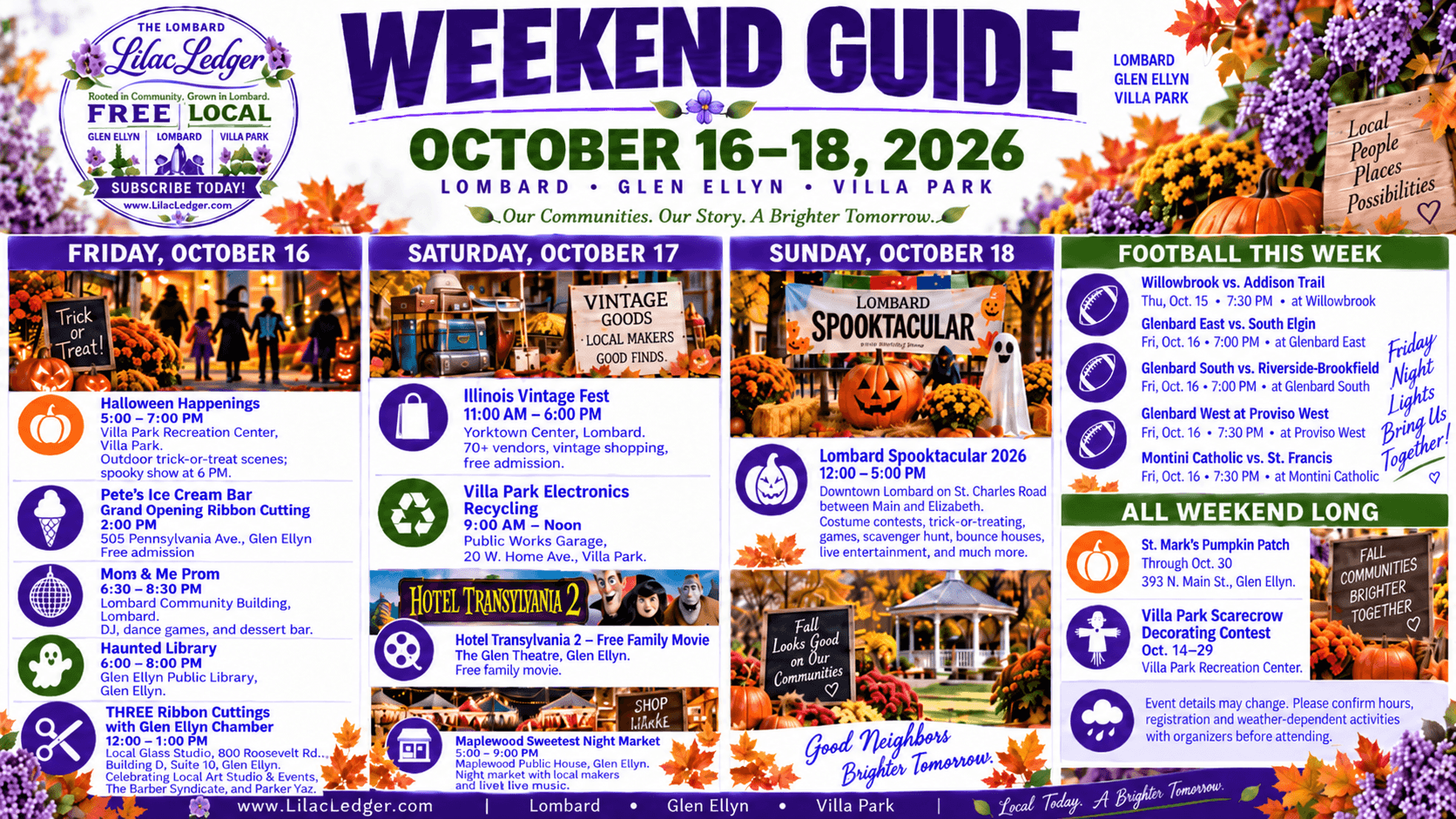 Weekend Planner Guide for Oct 16-18 2026