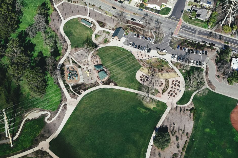 Illustrative urban park and playground, not Peachtree Corners Town Green