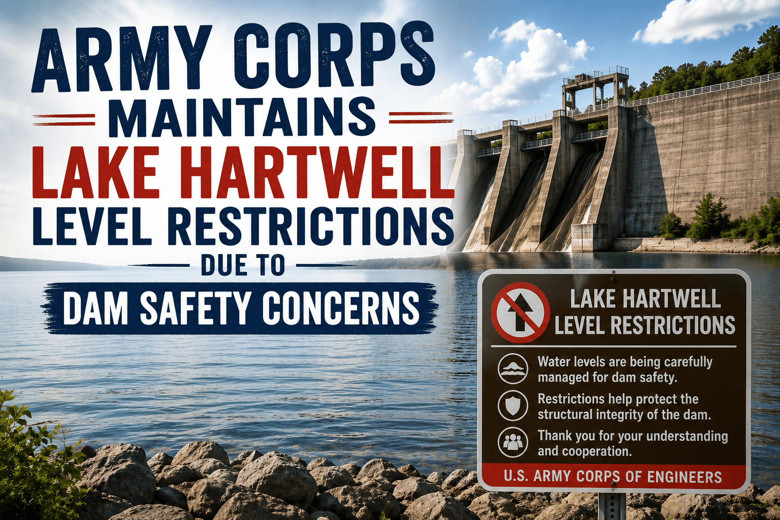 Lake Hartwell Level Restrictions to Continue as Army Corps Addresses Dam Safety Concerns