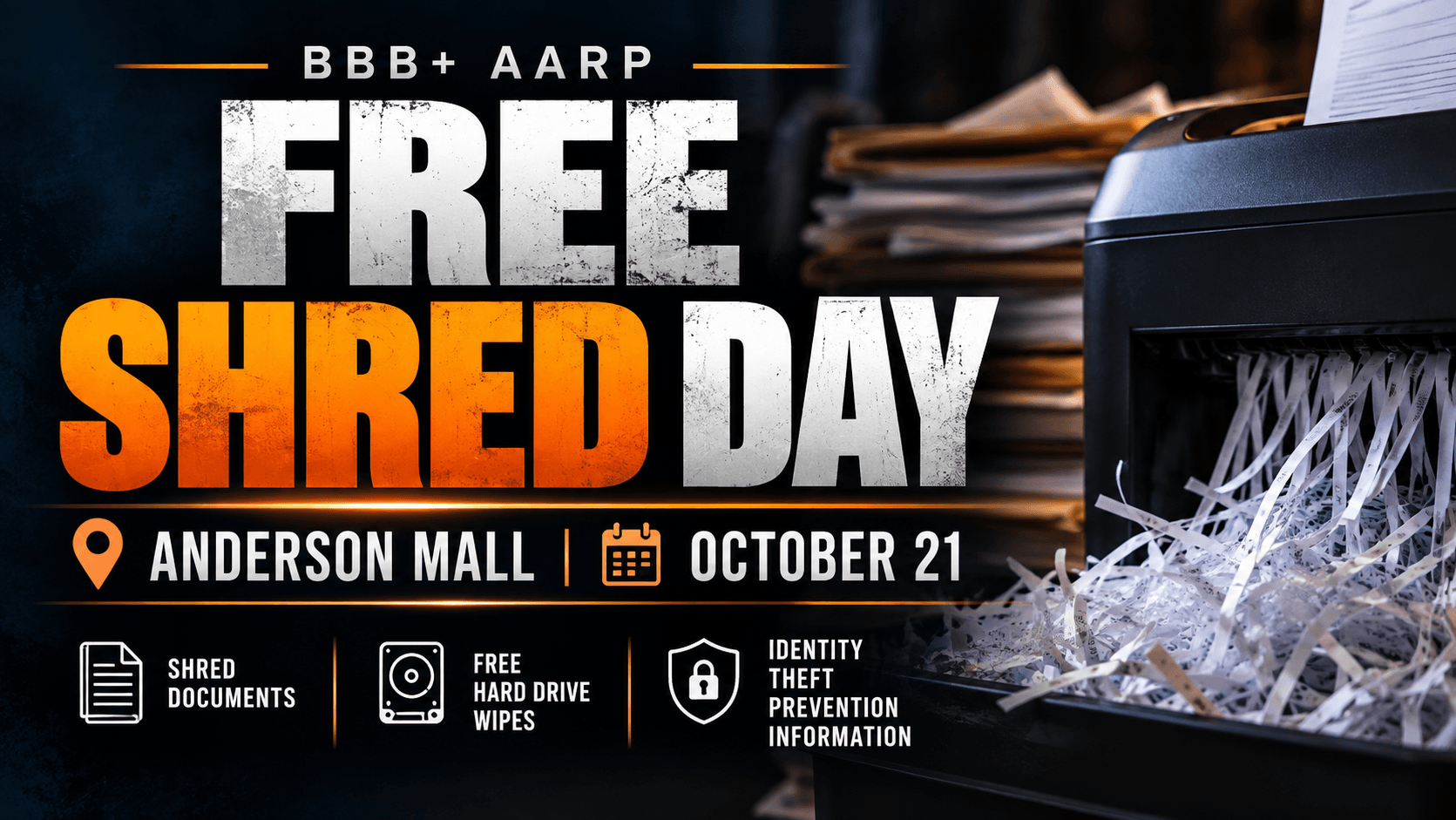 Free Shred Day Anderson SC October 21 at Anderson Mall