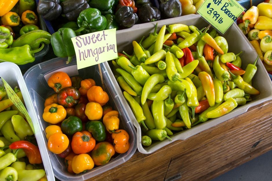 Illustrative market peppers; not a photograph of the Latrobe market