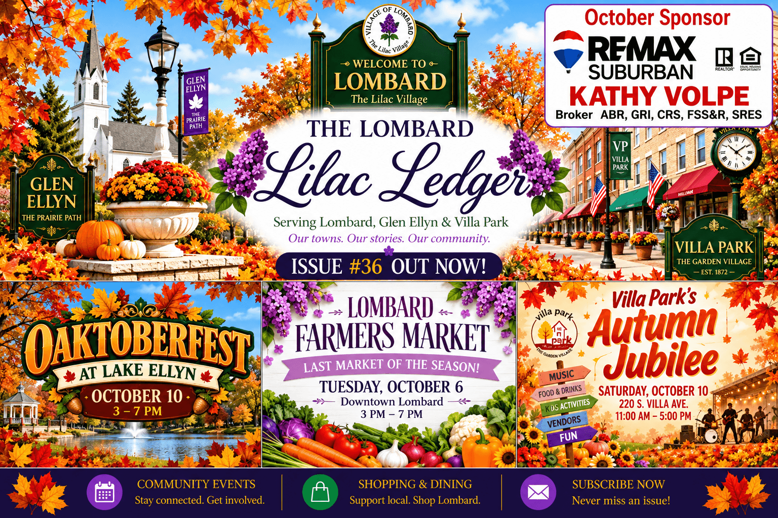 Last Farmers Market. Oaktober Fest Glen Ellyn and Autumn Jubilee in Villa Park. Its a fun packed fall week.