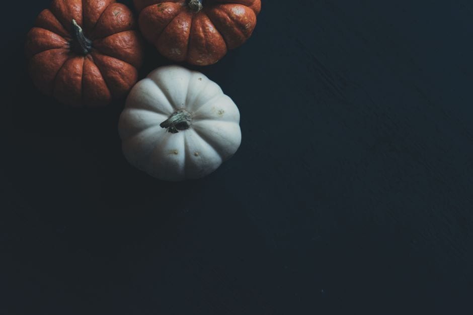 Illustrative small orange and white pumpkins; not a county event photograph