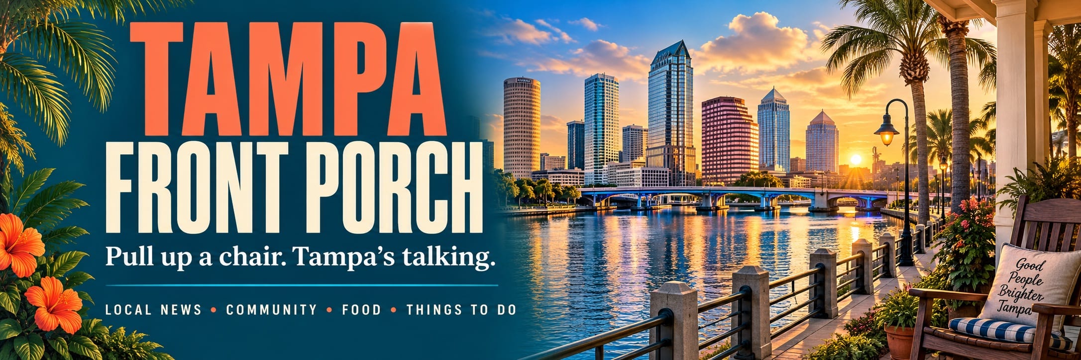Tampa Front Porch — Pull up a chair. Tampa’s talking. Illustrated Tampa waterfront masthead.