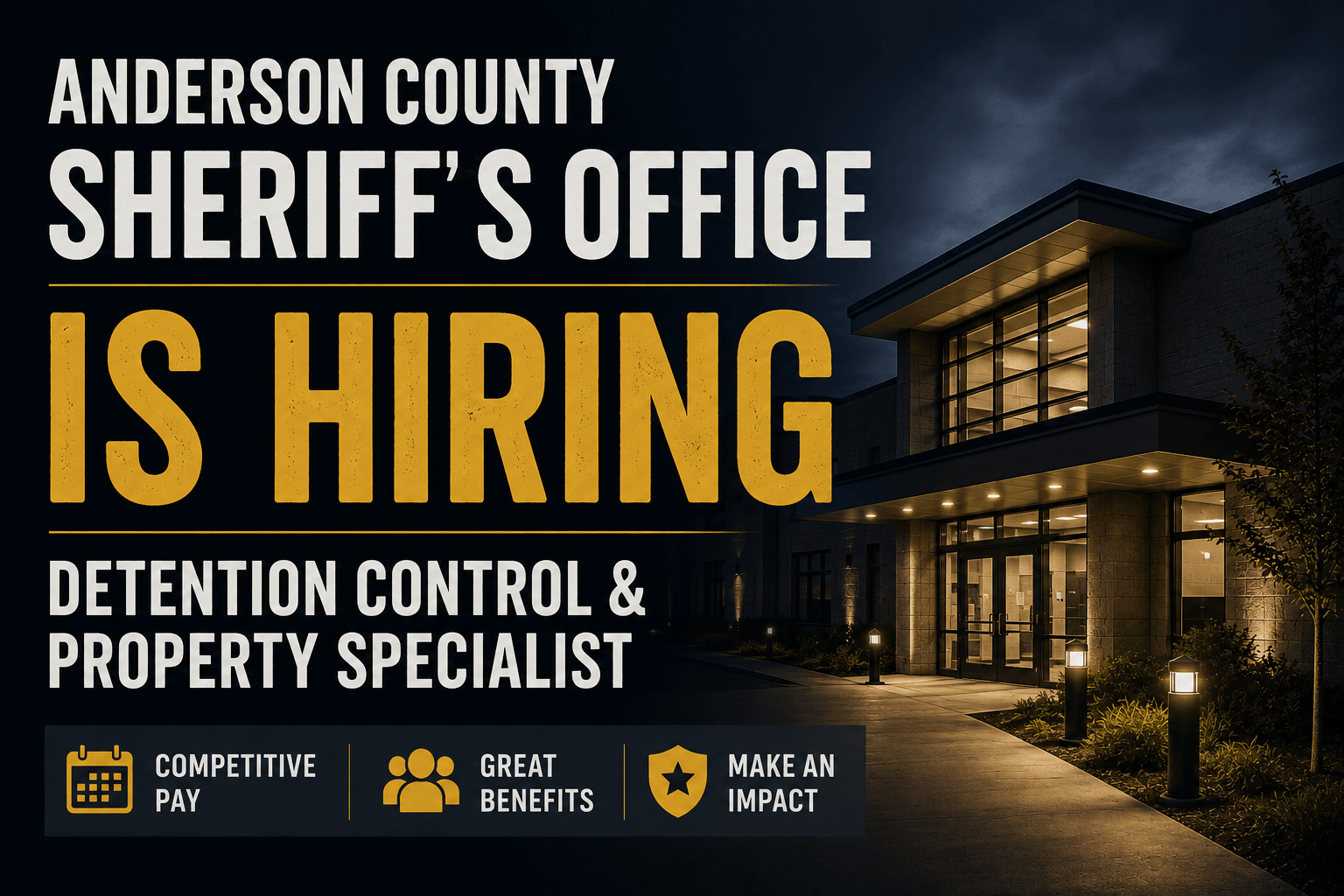Anderson County Sheriff’s Office Is Hiring for Detention Center Team