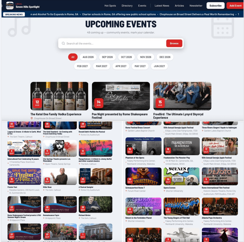 Seven Hills Spotlight Launches a New Community Calendar for Rome and Beyond