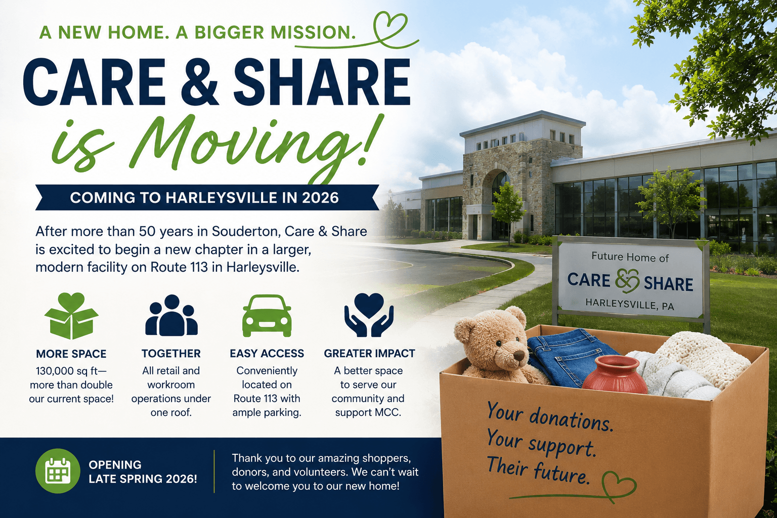 Big Move Alert: Care & Share Is Shaking Up Harleysville With a Brand-New Home!