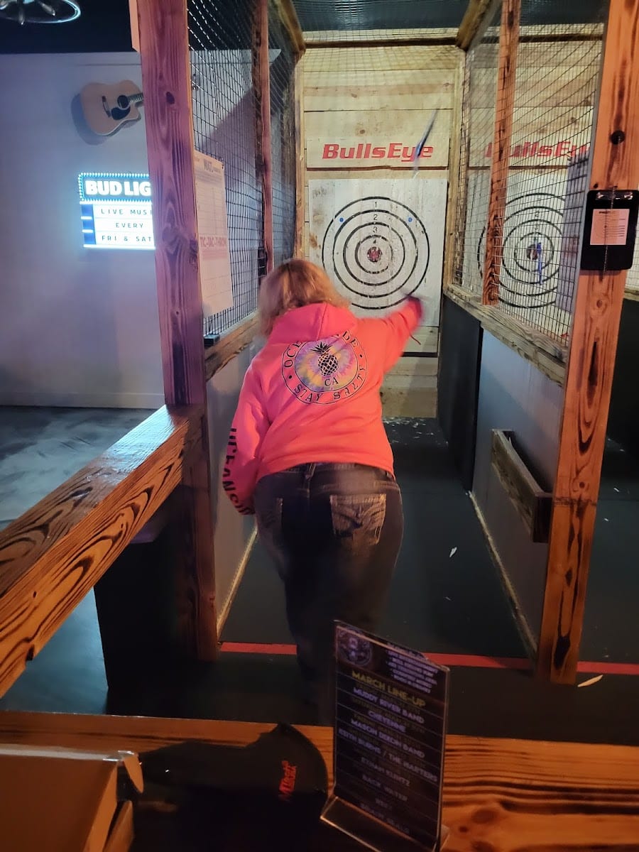 Bullseye Axe Throwing and Darts inside Mitchell's Sports & Neighborhood Grill