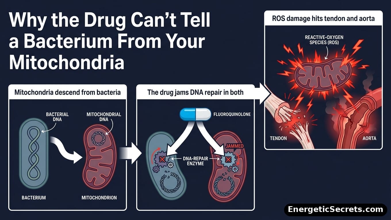 Why the drug can't tell a bacterium from your mitochondria