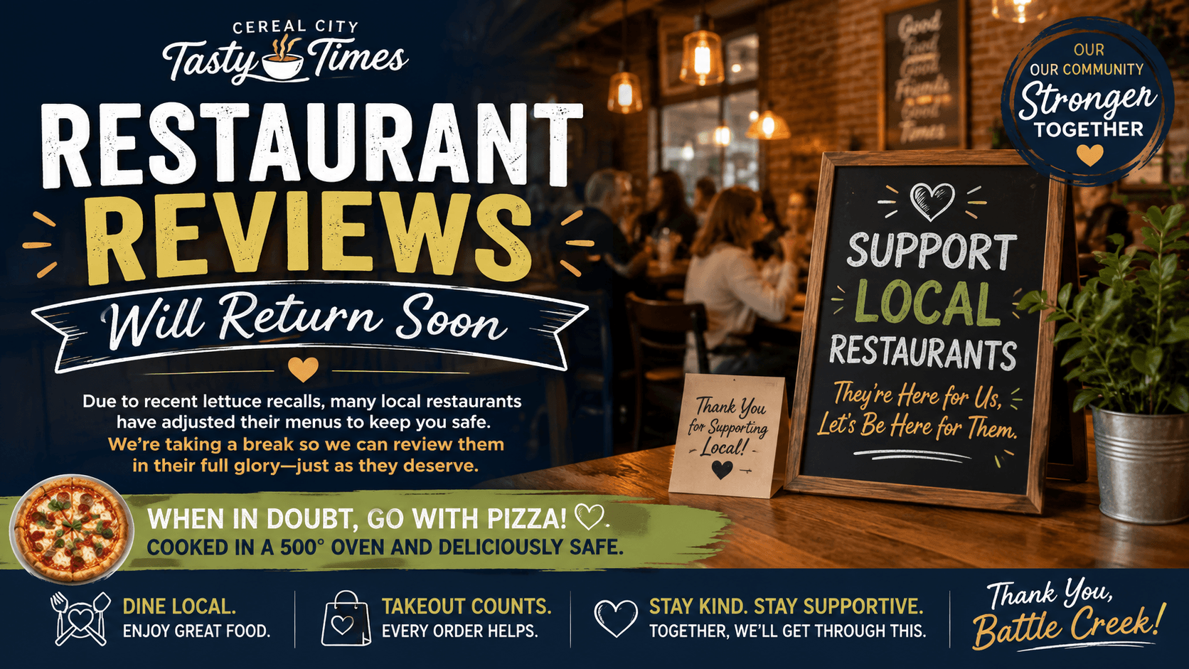 🥗 This week, we're pressing pause on our Restaurant Reviews.