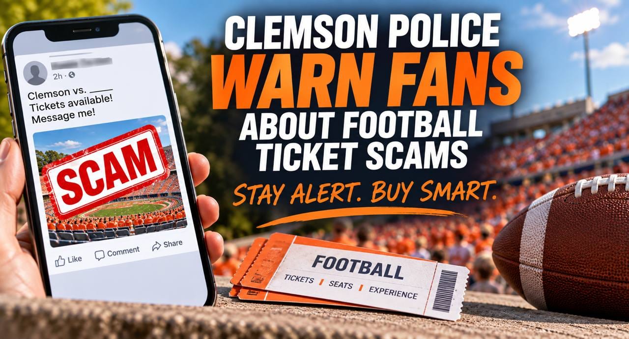 Clemson Police Warn Fans About Football Ticket Scams on Social Media