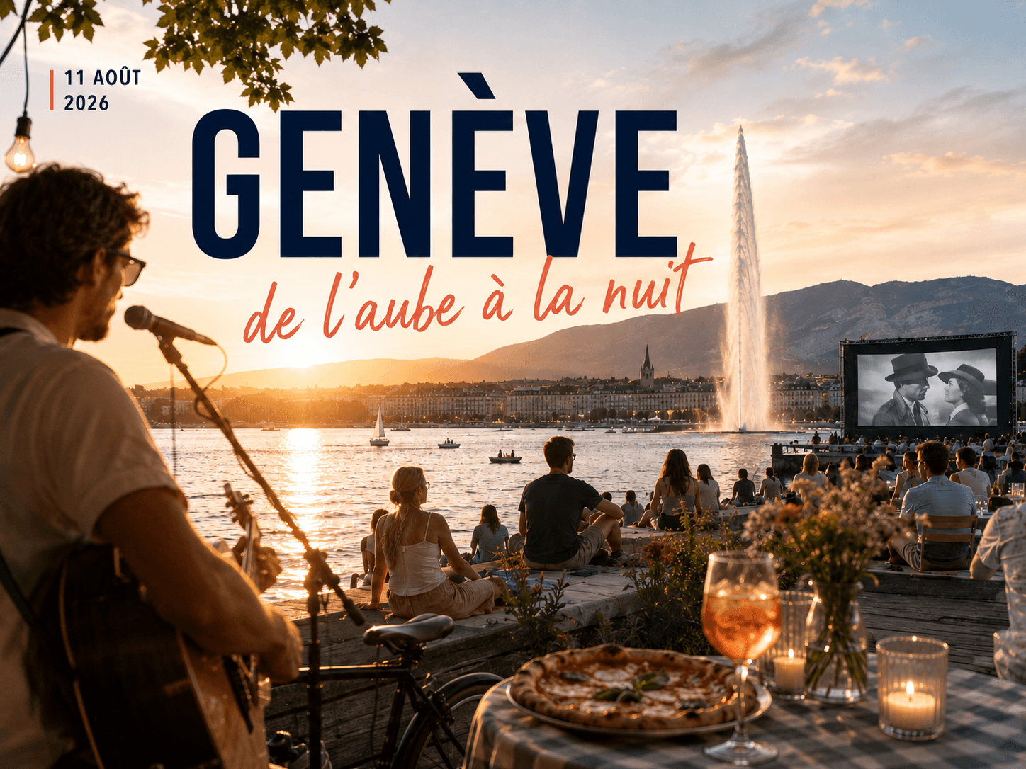 Genève du lever du jour à la nuit tombée
