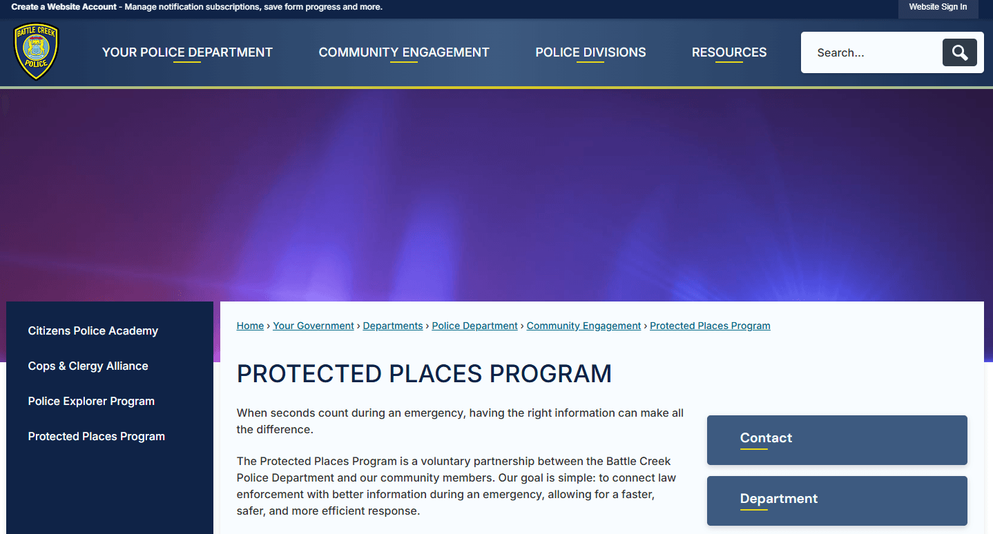 Battle Creek Protected Places Program Offers Voluntary Emergency Information Sharing