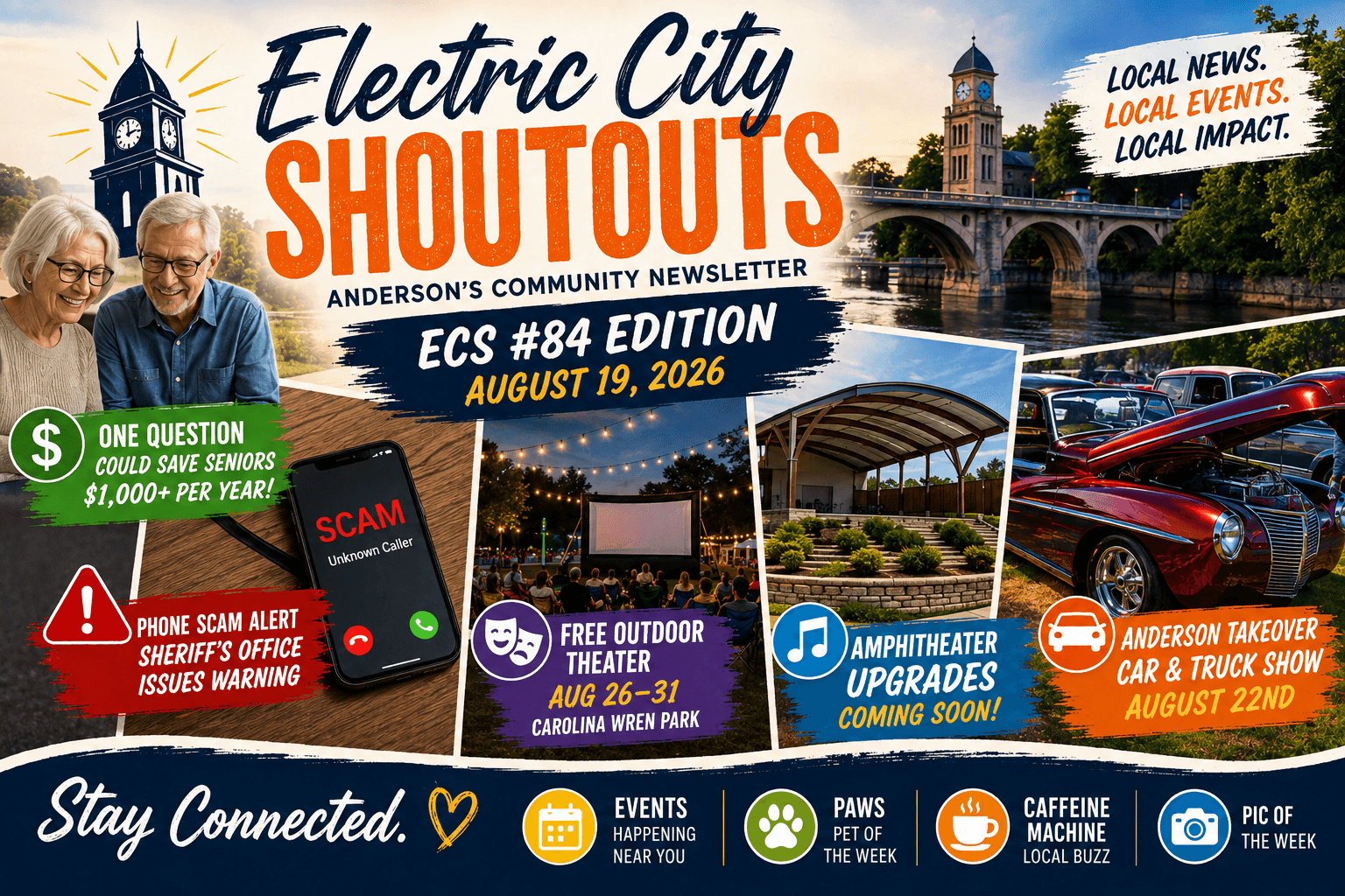 Save $1,000+, Scam Alert & Big Changes Coming to Anderson’s Amphitheater ~ This Week’s Electric City Shoutouts
