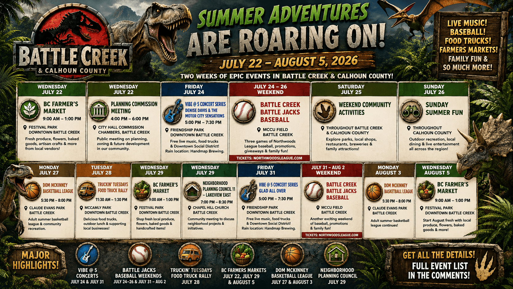 Battle Creek's Summer Calendar Stays Busy as July Winds Down