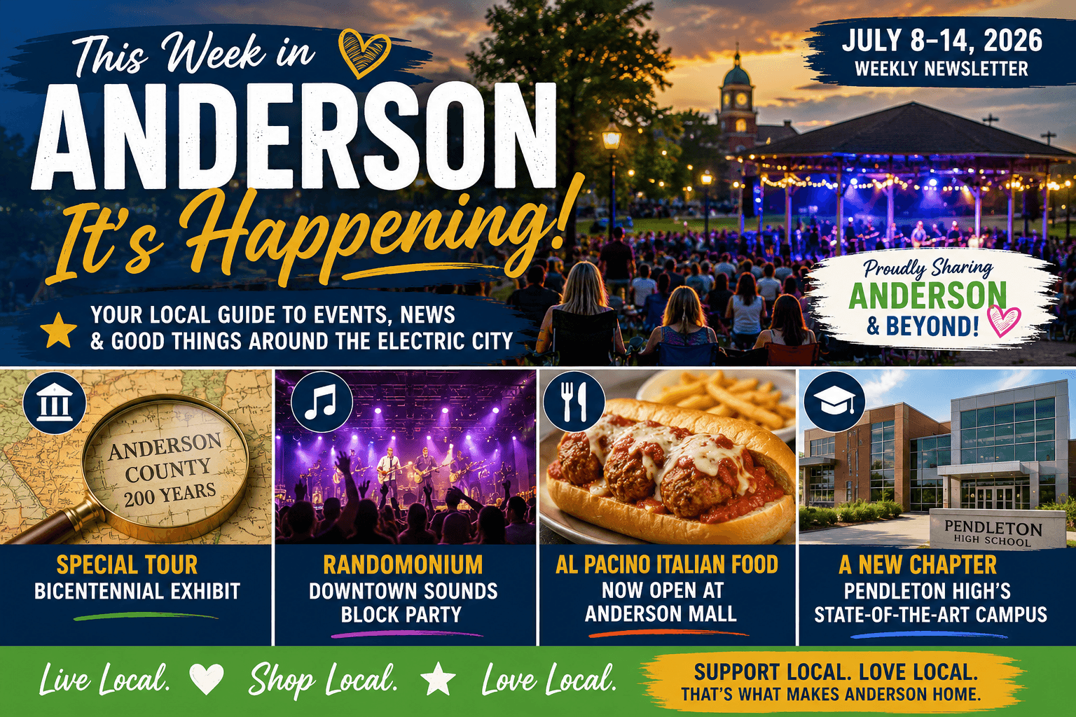 Randomonium, New Italian Food at the Mall, Bicentennial History & Pendleton’s Big New Campus ~ This Week’s Electric City Shoutouts