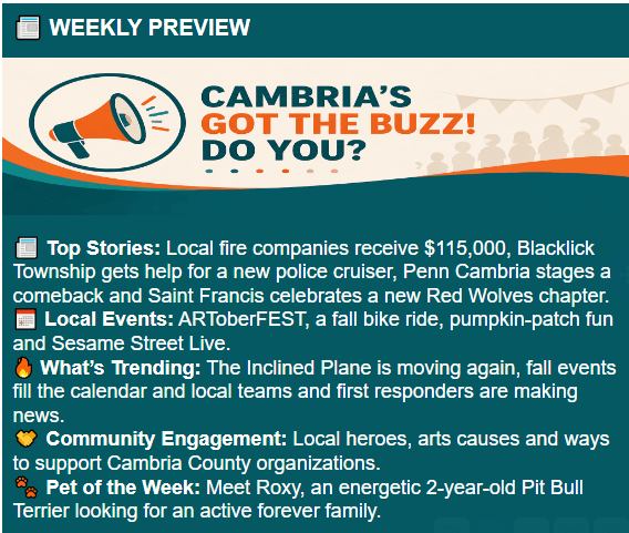 Cambria Buzz: Fire Grants, a Football Comeback & Fall Family Fun 🍂
