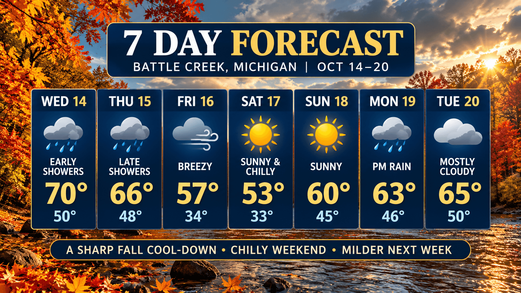 Battle Creek Weather Turns Chilly: Showers, Wind and a Fall Cooldown