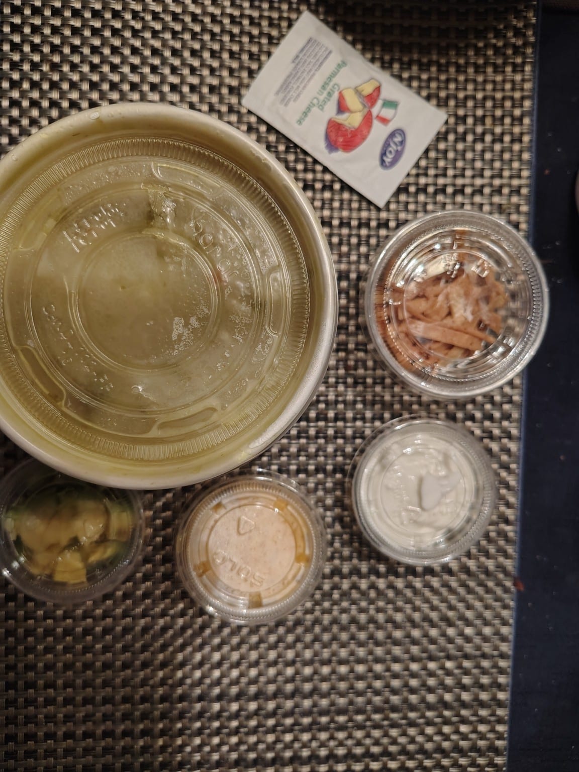 Soup packed for takeout