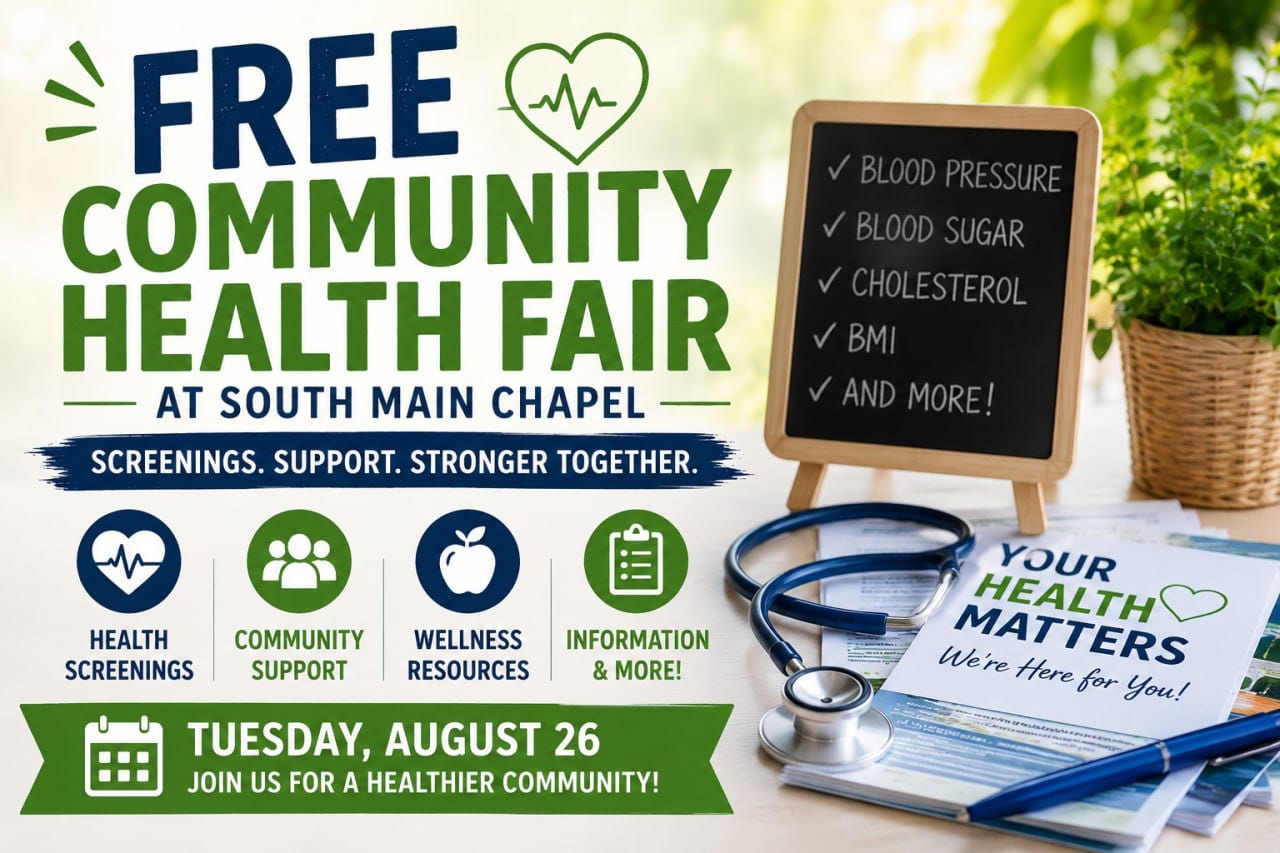 Free Community Health Fair at South Main Chapel Offers Screenings, Support August 26