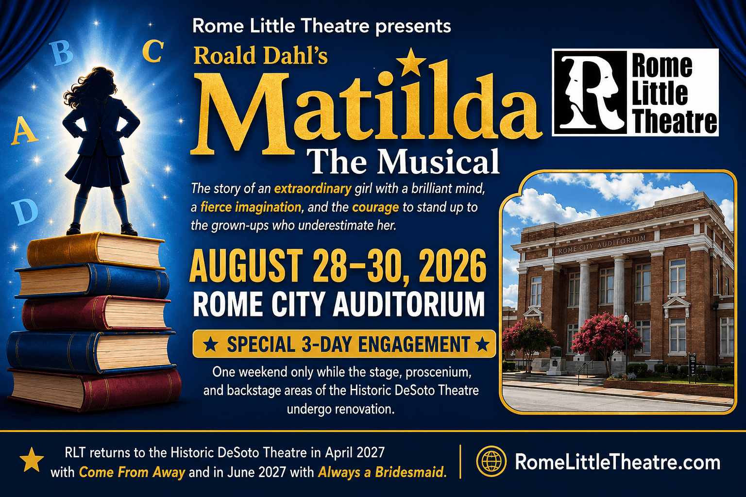 Rome Little Theatre Opens with Roald Dahl’s Matilda The Musical at the Rome City Auditorium
